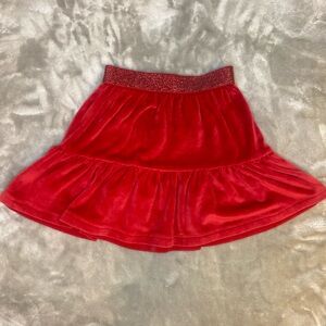 Red Velvet Christmas Skirt with Glittery Waistband - Size 4